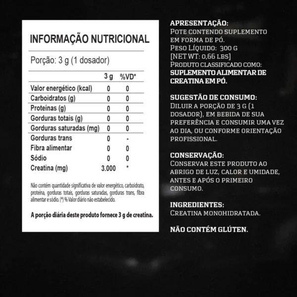 Darkeness - Creatina 100% Pura Monohidratada 300g - Imagem 3
