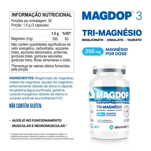 Elemento Puro - Magdop 3 Tri-Magnesio 90 Cps - Imagem 2