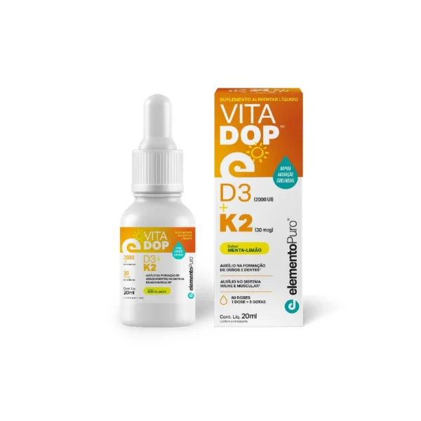 Elemento Puro - Vitamina D3 + K2 Gotas sabor Menta com Limão 20ml